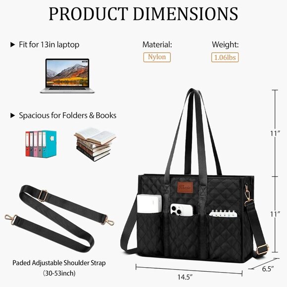 Water Resistant Tote Bag Nylon 17 Pockets Zipper Closure Work School Nurse - Picture 4 of 7